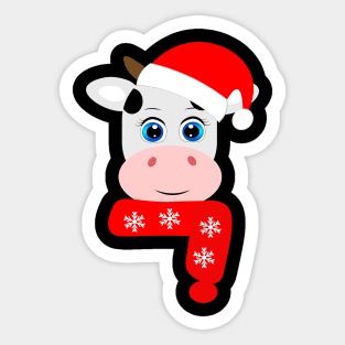 Cow Reindeer Hat Santa Christmas Lights Sticker